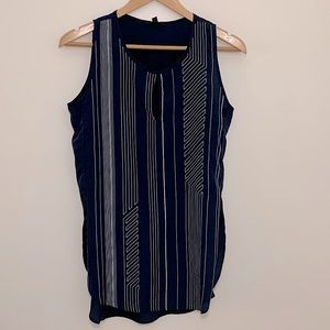 4/$25 NWT Premise Sleeveless Dark Blue and White Stripes Blouse S
